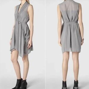 AllSaints
Women's Grey Lewis Lew Silk Dress